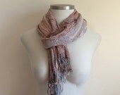 Vintage Scarf - Long Patterned Scarf with Tassels