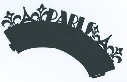 Paris Fleur de Lis and Eiffel tower cupcake wrapper set of twelve