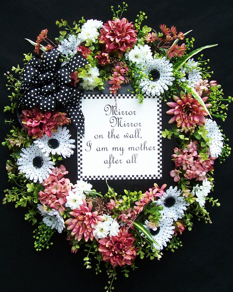 Spring Summer Mothers Day Wreath      I Am My Mother After All    Shabby Chic Flair