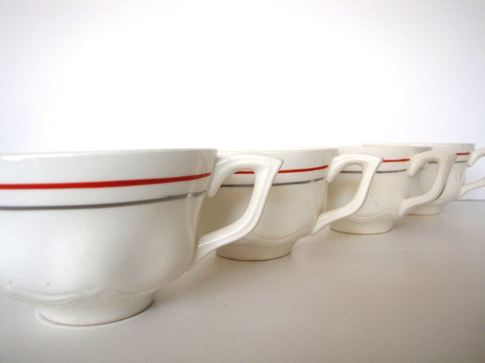 Coffee Cups Mid Century Garnet Silver Band  from AllieEtCie