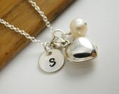 Dainty Flower Girl Heart Locket Necklace, Personalized Dainty Flower Girl Jewelry, Custom Wedding Jewelry