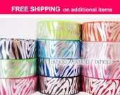 U PICK ..... 5 Yards 7/8" 22mm Zebra (Glitter Silver Stripes) Animal Grosgrain Ribbon 7100/99 c1s ..... FREE SHIPPING on additional items
