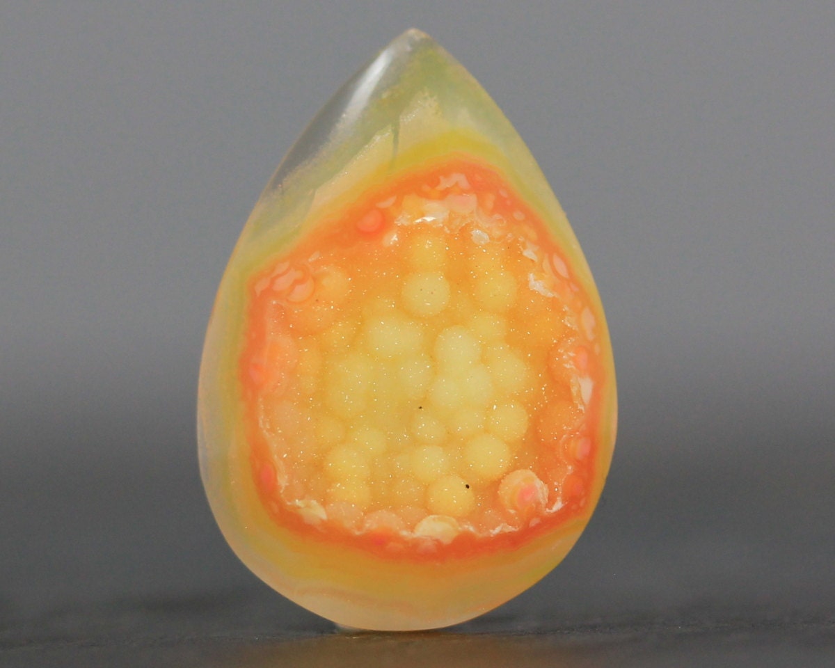 Yellow Orange Druzy Gem - 27mm (5779)