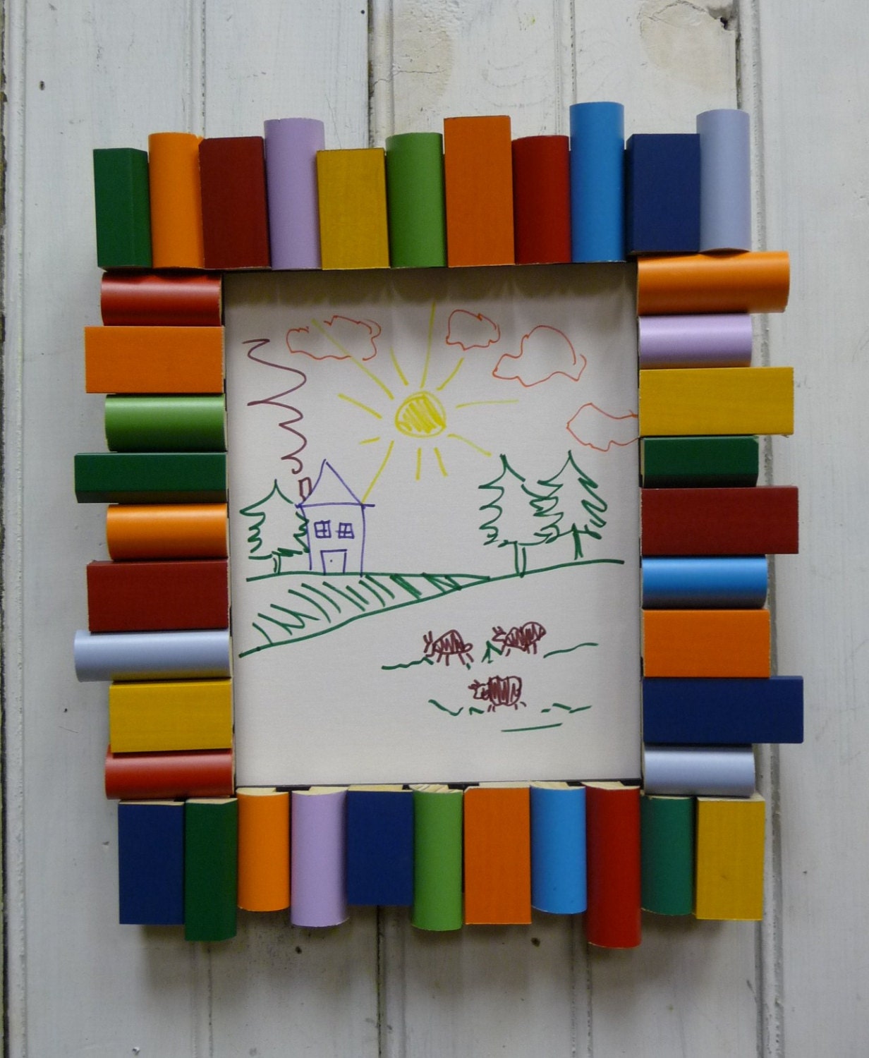 Colorful wood Frame Re-purposed salvaged wood frames 8 x 10 Photographs, mirror, Kids art etc.