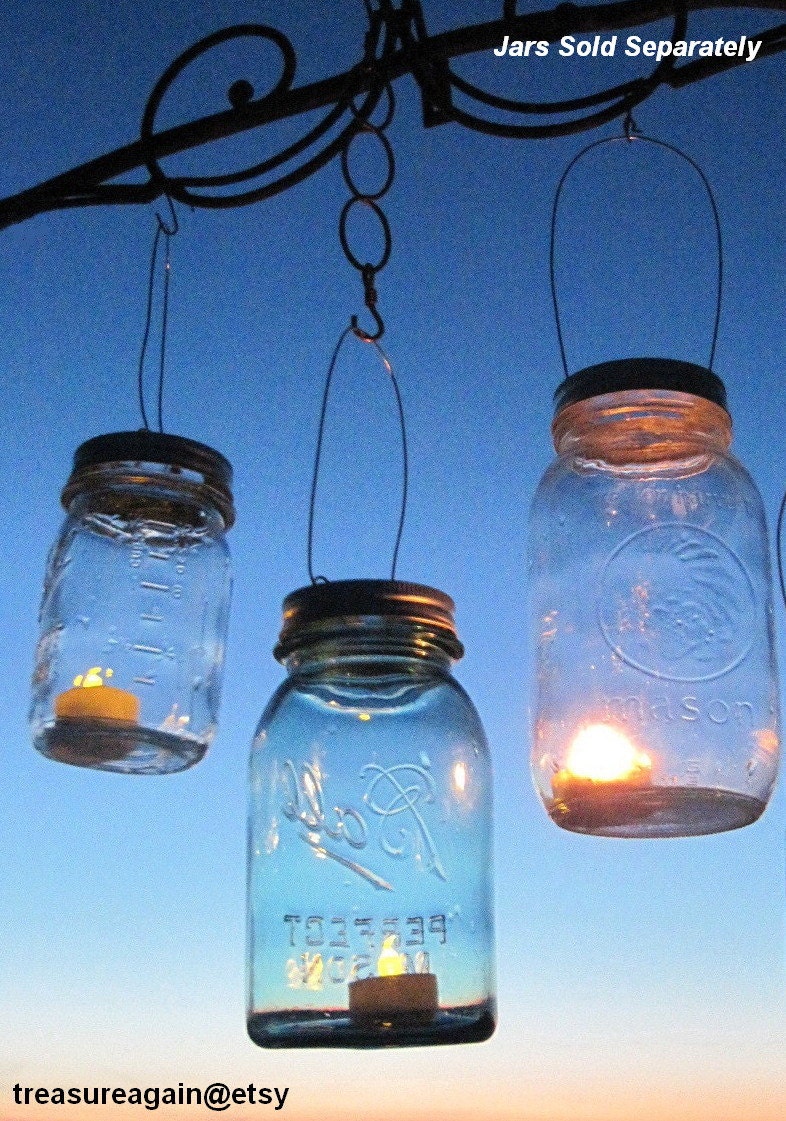 Fly Away Lantern Lids 6 DIY Hanging Mason Jar Lanterns, As Seen on Fly Away Book, Outdoor Candle Lights,  Mason Jar Lids with Handles only