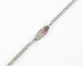 Extra Small Ladies & Kids Custom Engraved Medical Bracelet, mini curb Chain, Pink i9C-BS9