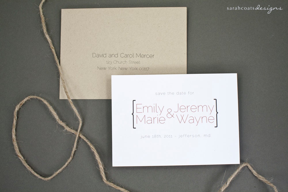 Rustic Wedding Save the Date Card - Deposit