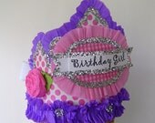 Birthday crown/hat - BIRTHDAY GIRL or anything you want -- adult or child- pink and purple Il_170x135
