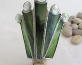 Earthy Sage Forest Green Stained Glass Electric Night Light