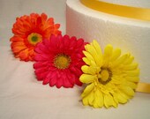MADE TO ORDER Gerbera Daisy Silk Flower Wedding Cake Layer Accents - Extra Flowers Set of Three (3)