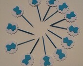 Blue and White Corset Food Picks and Basic Cupcake Toppers