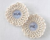 2 PURPLE Crochet Scrapbooking Embellishments HUG ME