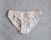Rustic Cotton 'Primrose' Floral and Crochet Lace Chevron Applique Trim Bikini Cut Panties