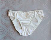Ivory Satin 'Gardenia' Bikini Cut Panties Heirloom Lingerie Handmade to Order