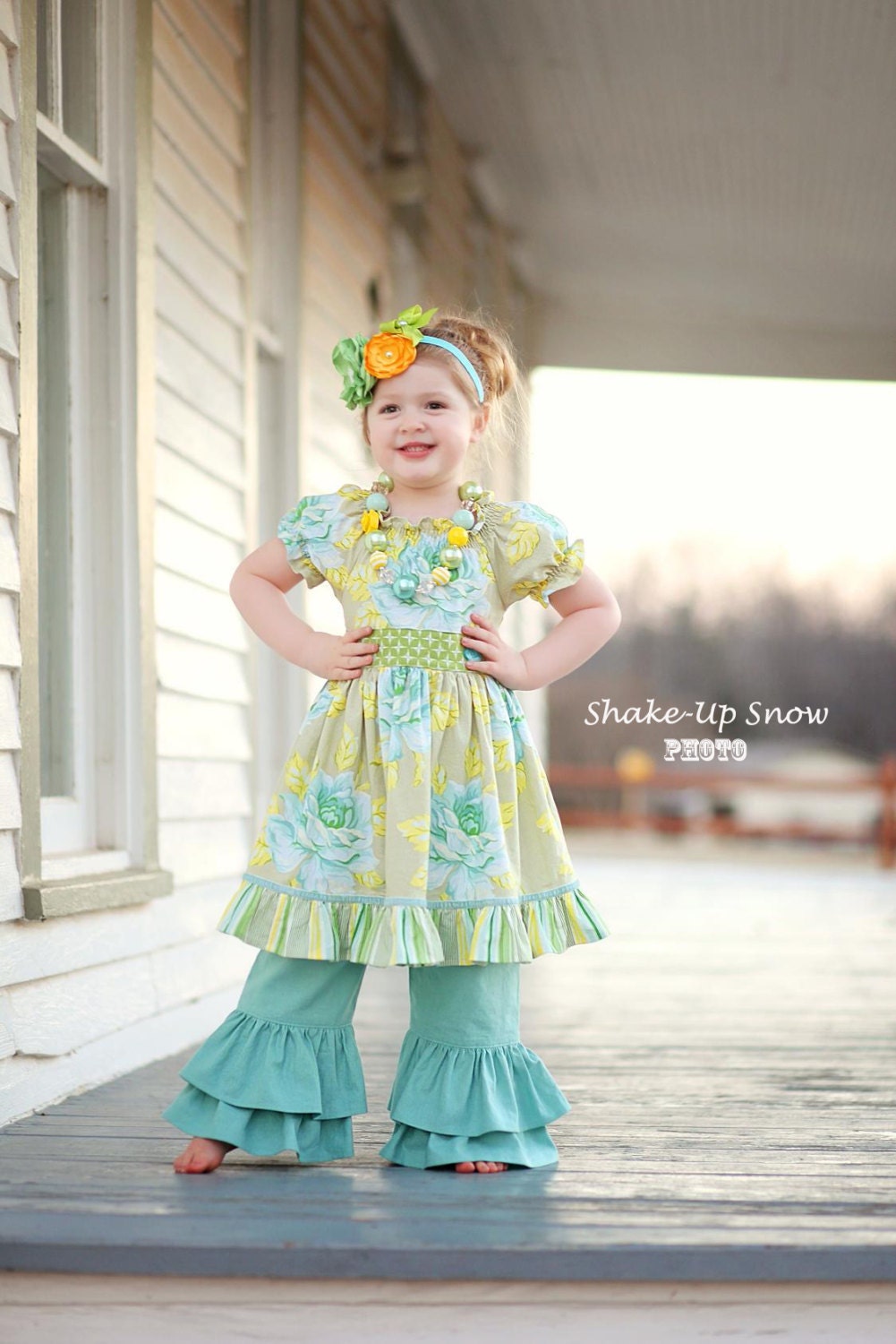 Girls Spring Dress - Rose Garden Twirl Dress - Sizes 12MO-10