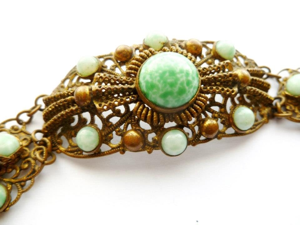 Art Deco Czech Peking Glass Bracelet 1920s Jewelry