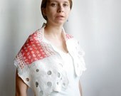Spring silk nuno felted scarf red white flowers feminine textured neck warmer gifts for her
