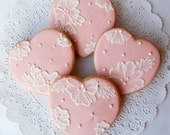 Pink Embroidered Heart Cookie