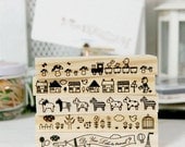Korea Wooden Rubber Bar Stamp Set - 5 pcs
