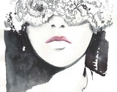 Original Ink Painting Titled: Lace ink