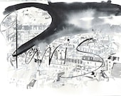 Original Ink Painting Paris without the Eiffel Tower