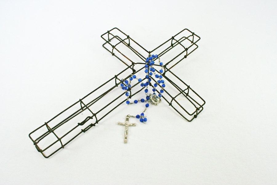 Vintage Religious Item, Cross, Wire Cross, Easter Décor, Altered Art