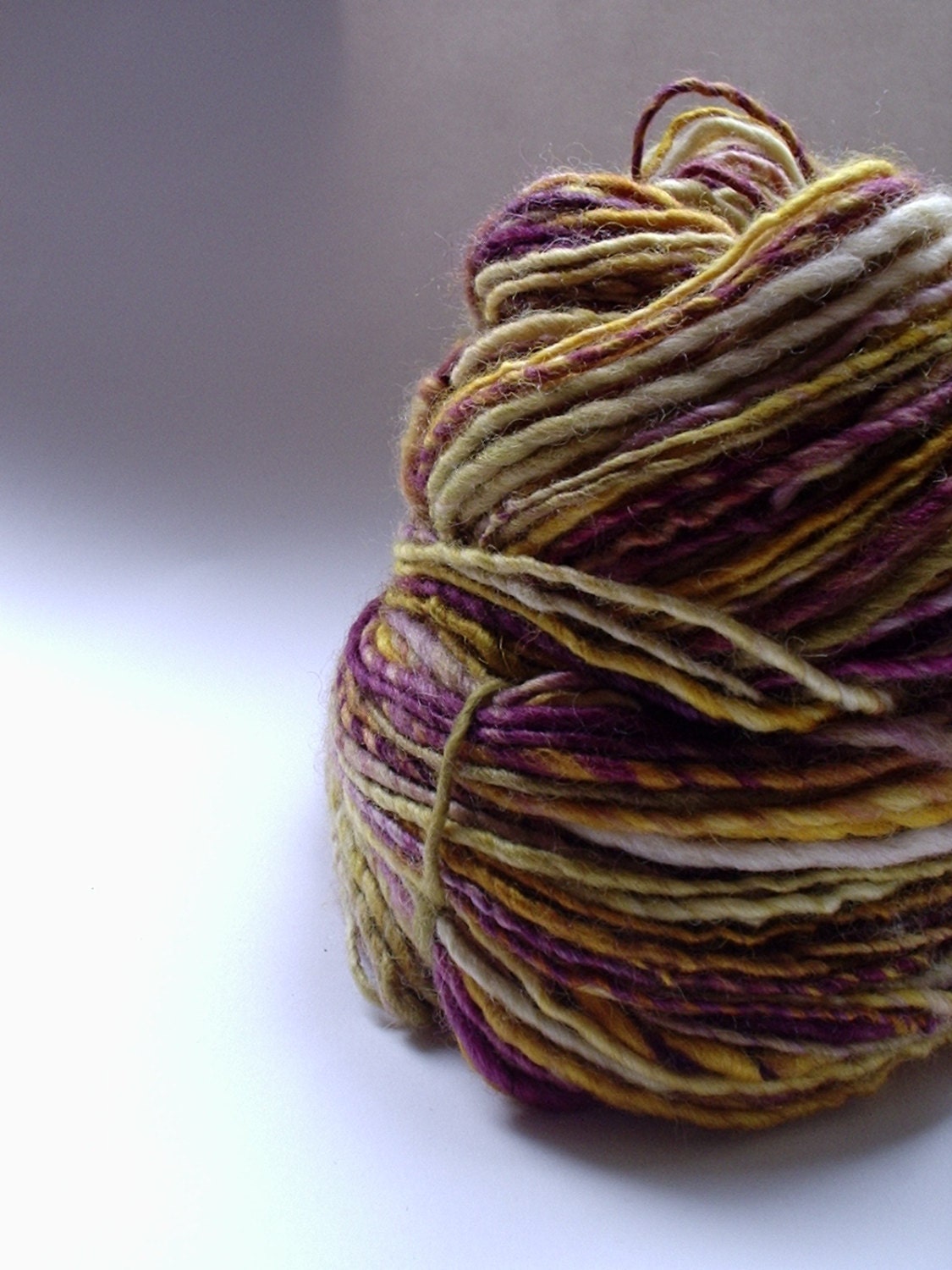Handspun Yarn - Singles Yarn - Golden Damsons - 4 oz skein