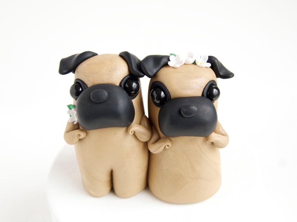 Pug Wedding Cake Topper by Bonjour Poupette