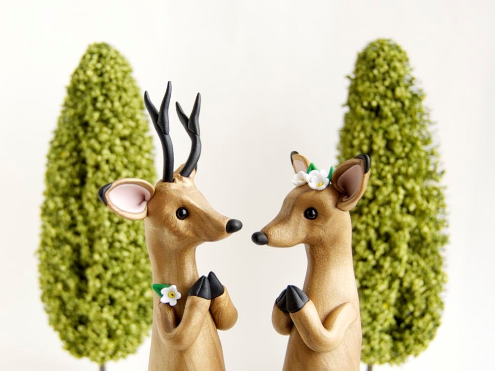 Woodland Deer Wedding Cake Topper by Bonjour Poupette