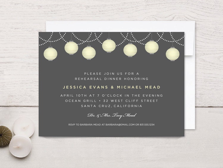 Rehearsal Dinner Invitations, Evening Paper Lantern
