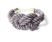 Nautical Silk Cord Grey Bracelet, Sailors Knot Bracelet, Bridesmaids Silver Rope Bracelet