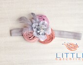 blush, coral, gray, grey, flower, headband,  babies, girls, photo props, photography, wedding