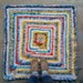 Orange & Blue Square Rag Rug