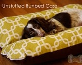 Deluxe Bunbed Dog bed CASE for Dachshunds and small dogs - Modern Green squares