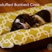Deluxe Bunbed Dog bed CASE for Dachshunds and small dogs - Modern Green squares