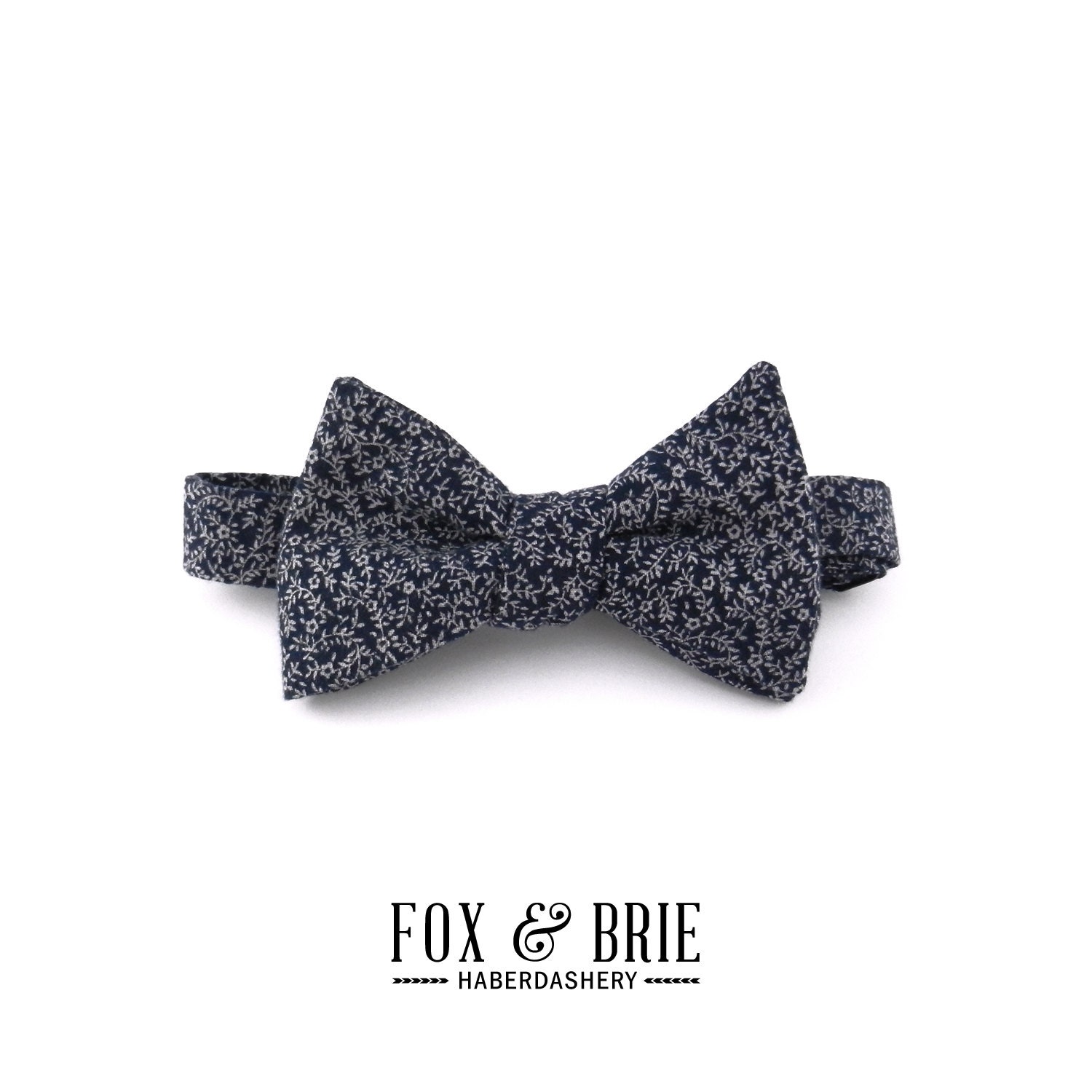 Navy Floral Bow Tie