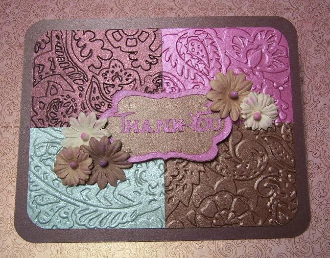 Embossed Metalic Thank You handmade card