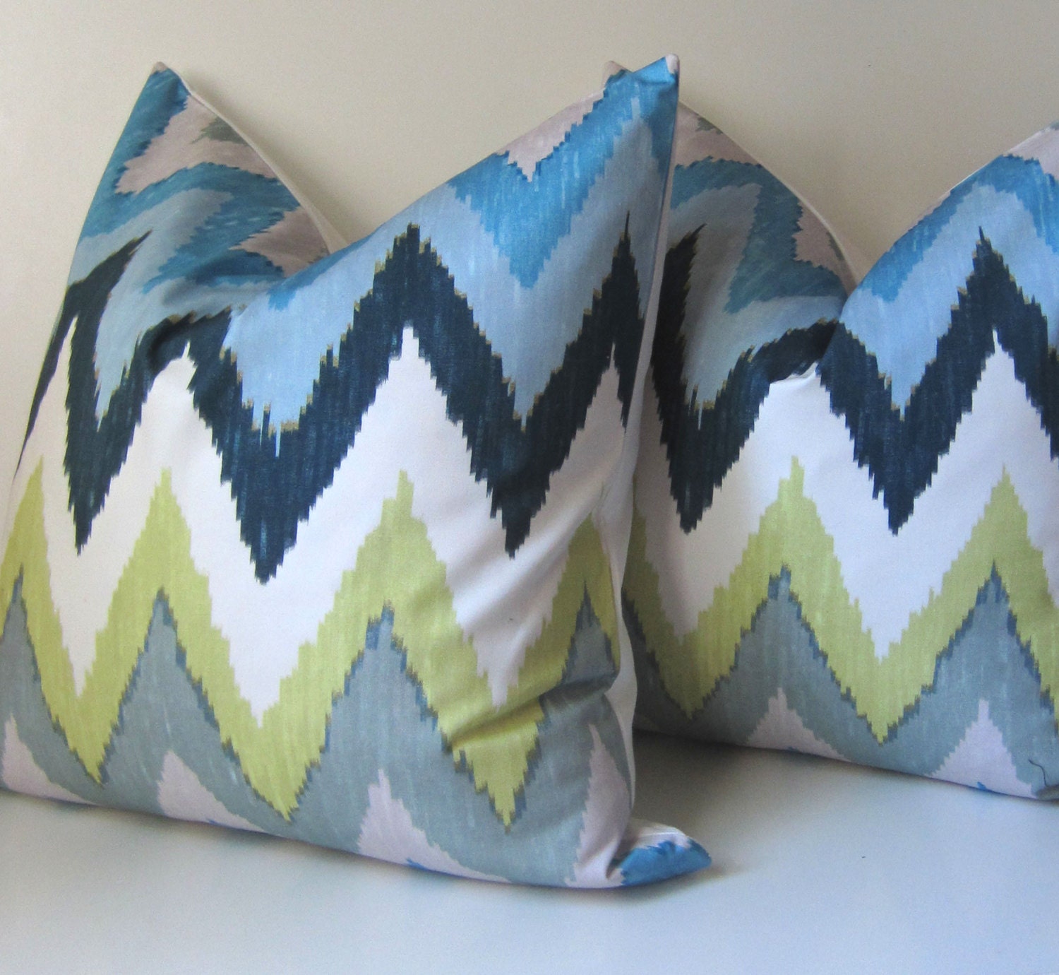 OLIVER - Set of Two - Adras Ikat - Decorative Pillows - 26 inch - Sky - Martyn Bullard - Schumacher - made to order