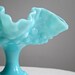 Turquoise Blue Milk Glass Footed Compote by Fenton, 1950s Footed Bowl