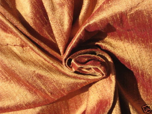 Brown Burgundy iridescent 100% dupioni silk fabric yardage By the Yard 45" wide