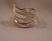 A Pretty Wrapped Antique Spoon Ring Size 9 1/2 Handmade Spoon and Fork Jewelry t723