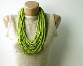 Summer Scarf  Green skinny scarf Infinity scarf necklace spring summer fashion vegan Lime green Tender shoots Pantone fashion