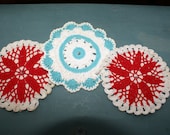 Vintage Crocheted Doilies Pot Holders set of three
