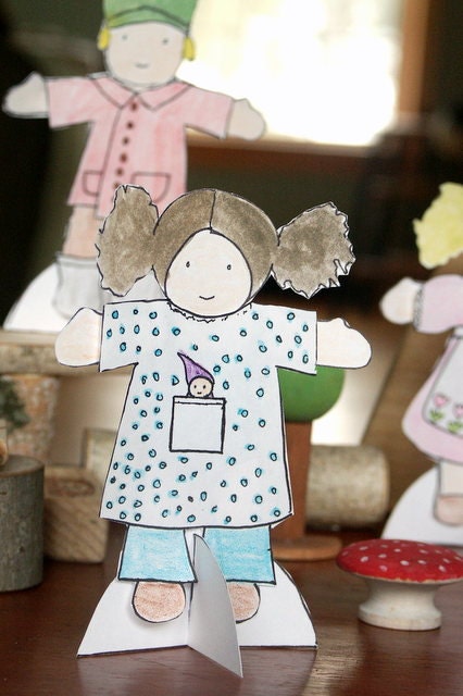 Waldorf doll paper dolls printable pdf both boys and girls - download and make yourself -  BOTH color and black and white