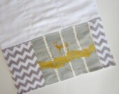 Woodland Baby Burpcloth - Chevron Baby Burp Cloth / Designer Grey Yellow Baby Gift Sets / Ready to Ship