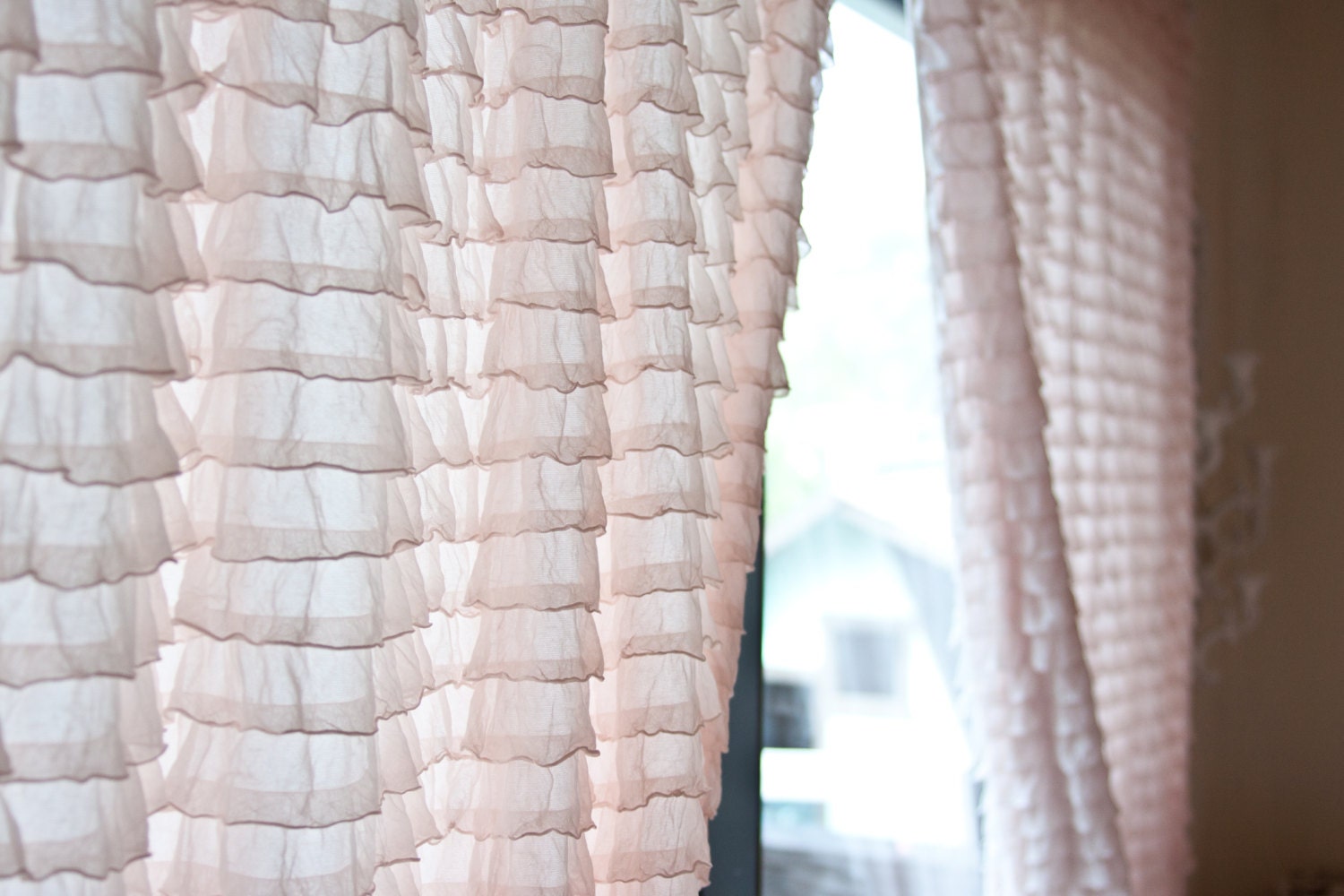 Blush Ruffled Waterfall Curtain