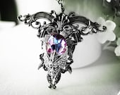 Earth spirit-- Swarovski light vitrail crystal aged silver Avant Garde necklace-goth-neo Victorian-fantasy-art nouveau