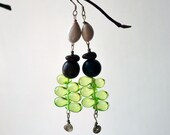 Dangle Earrings - Green and Brown  earrinhs - Long Summer Earrings - Fashion - Jewelry