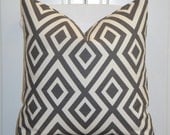 DOUBLE SIDED - 20 X 20 - Decorative Pillow Cover - Graphite - Grey - Accent Pillow - Throw Pillow - Geometric - Lattice