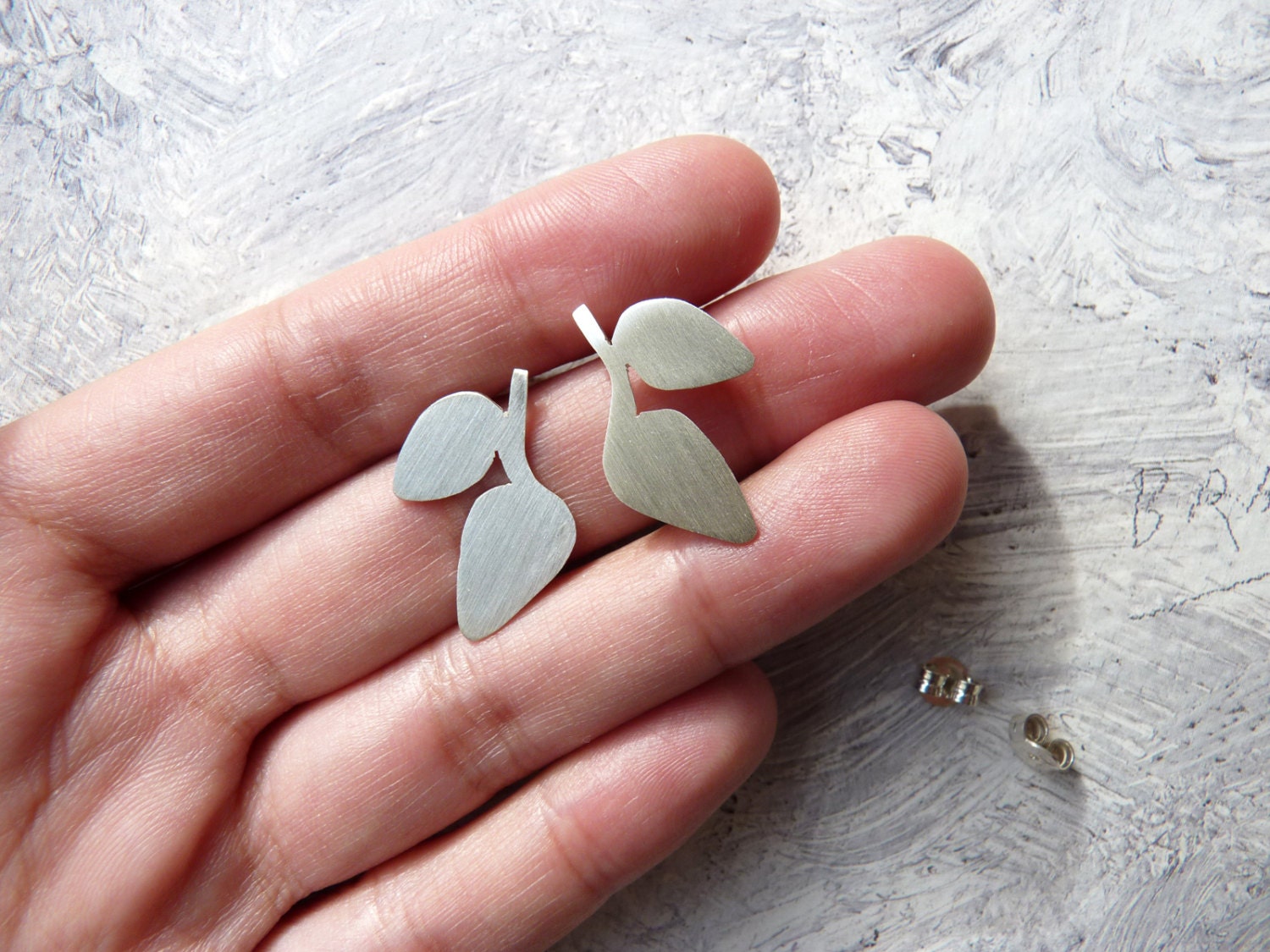 EARRINGS sterling silver contemporary jewelry leaves nature - Flora Collection